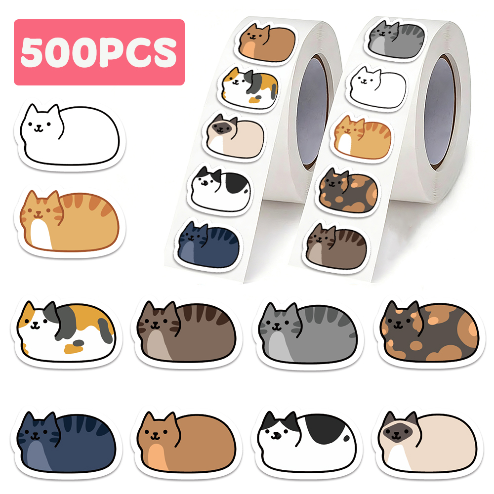 Laptop Accessories Aesthetic - 500pcs Cute Cat Sticker Cartoon Funny