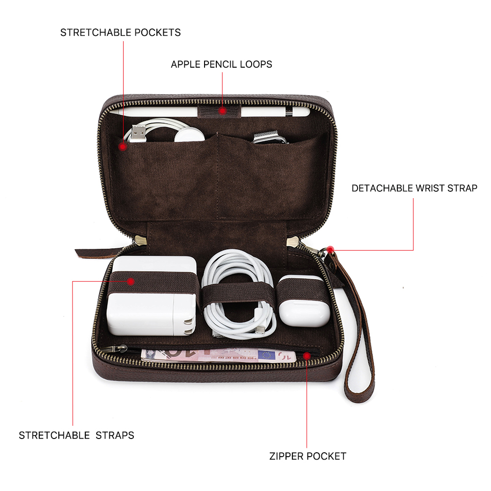 Genuine Leather Portable USB D - огляд і ціна Cable Management Bag